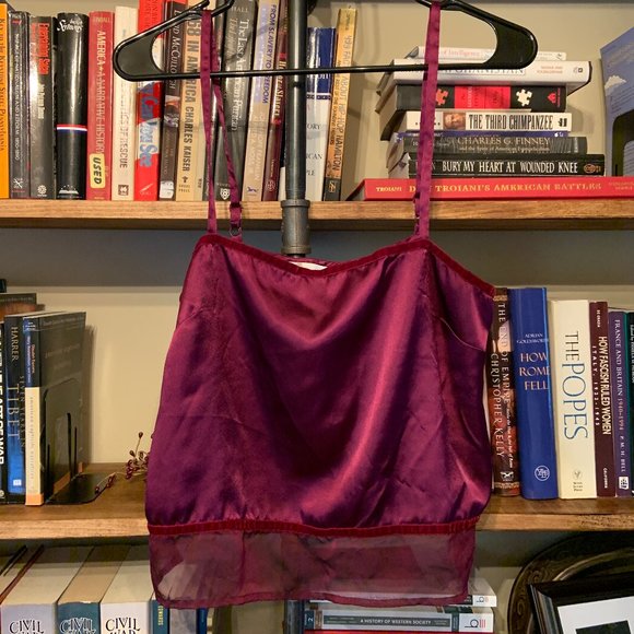 Victoria's Secret Tops - VS Berry Velvet Trim Silky Cropped Camisole Small
